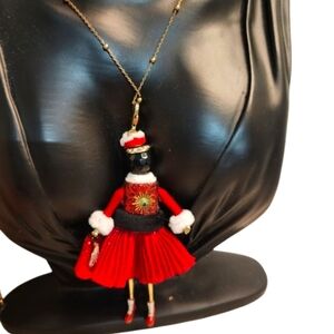 RS VINTAGE 80s Dancer Doll Pendant Necklace – Red Skirt, NEW